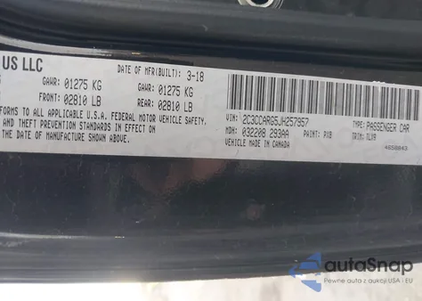 2018 Chrysler 300 Touring L Awd z USA, uszkodzony, nr VIN 2C3CCARG5JH257957